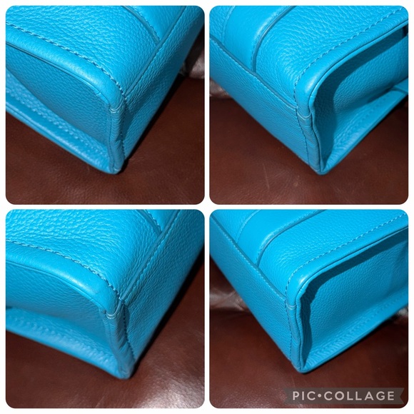 🔥🔥🔥Marc Jacobs Blue The Leather Small Tote Satchel Crossbody Bag - Picture 15 of 15